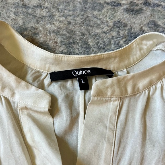 Quince Ivory Washable Stretch Silk Dolman Sleeve Blouse - L - Picture 2 of 7
